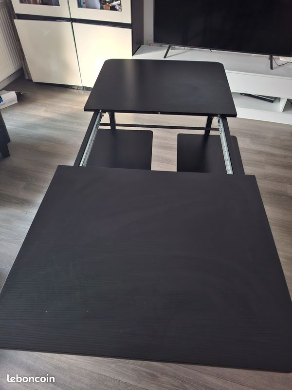 Table noir extensible avec deux banc très état (image 3)