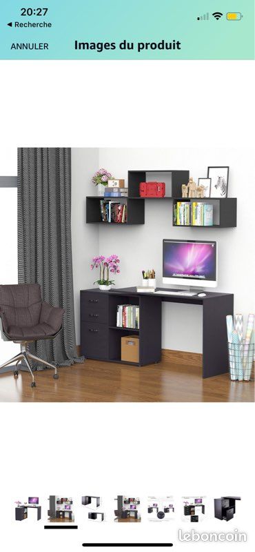 Bureau modulable multi-rangement noir design (image 1)