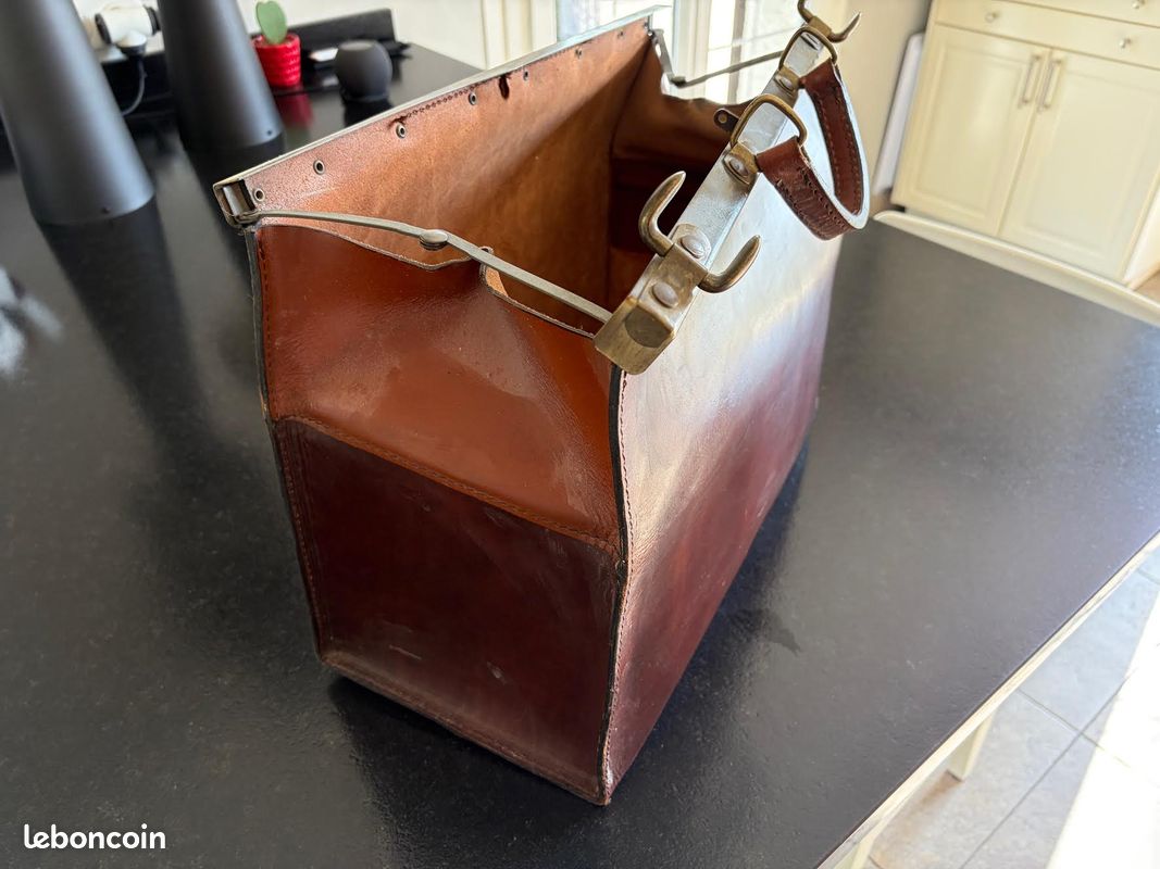 Sacoche de médecin vintage en cuir / valise de voyage (image 5)