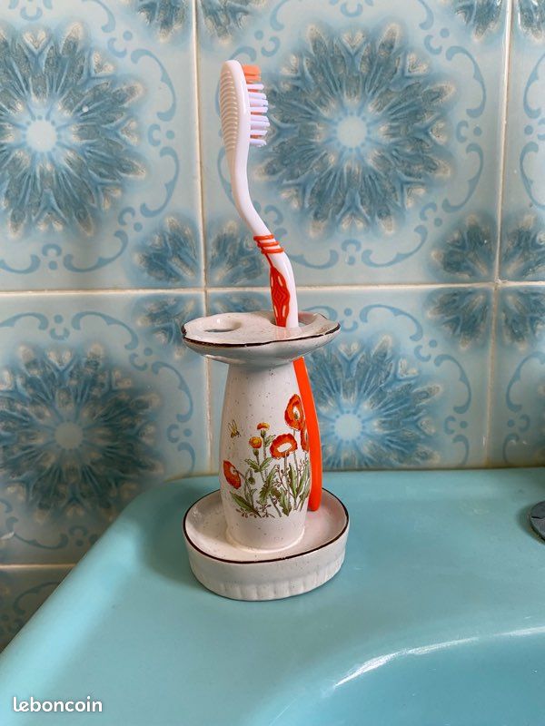 Porte-brosse à dents en verre vintage teinté bleu EDSVALLA