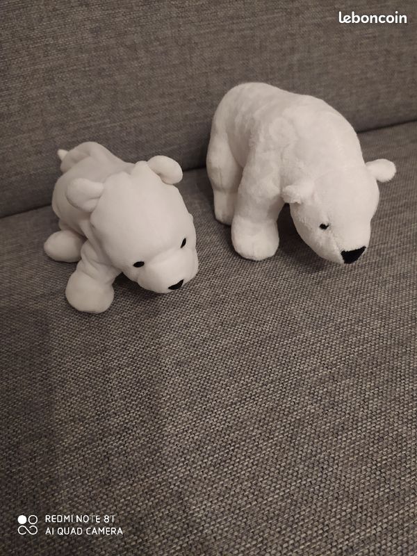 Lot 2 doudous ours blancs (image 1)