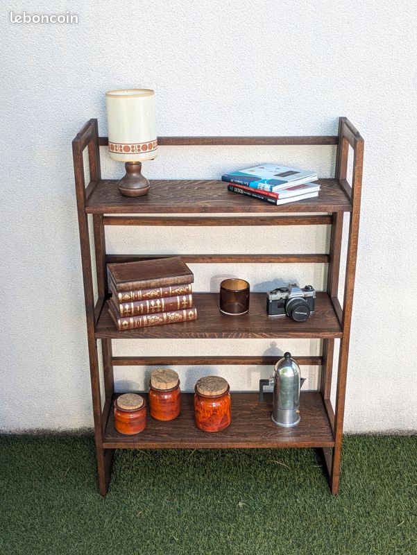 Étagère pliante vintage en chêne – années 50/60 (image 2)