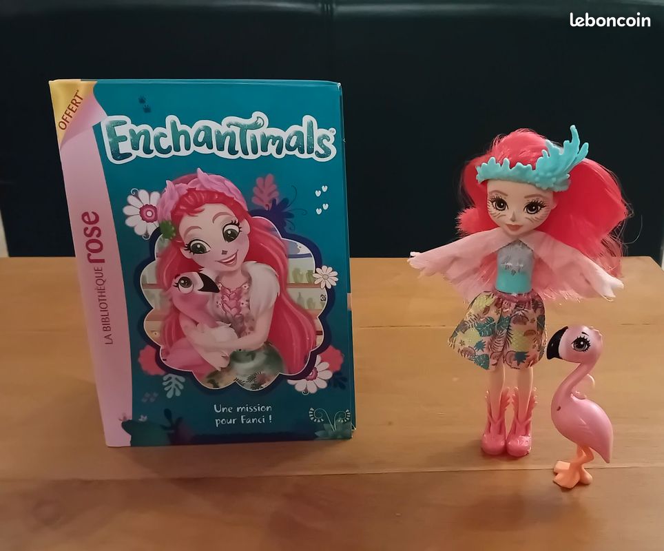 Poupée Fanci Flamant 15 cm et Swash + livre - ENCHANTIMALS Jungle Enchantée (image 1)