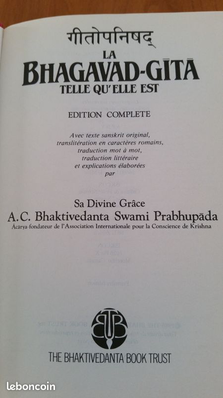 5 livres La Bhagavad-Gita telle qu'elle est A.C Bhaktivedanta Swami Prabhupada – édition complète - année 1986 (image 5)