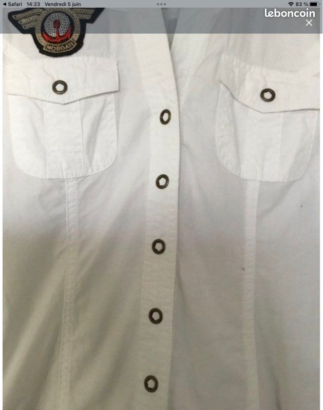 Robe blanche MORGAN coton écussons (image 3)