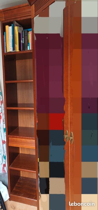 Armoire-Dressing d'angle merisier massif CELIO(3 parties dissociables) (image 1)