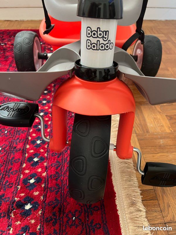 Smoby Mickey Tricycle Baby Balade Plus - Vélo Évolutif 10 Mois+ Avec Canne Parentale, Roues Silencieuses & Sécurité