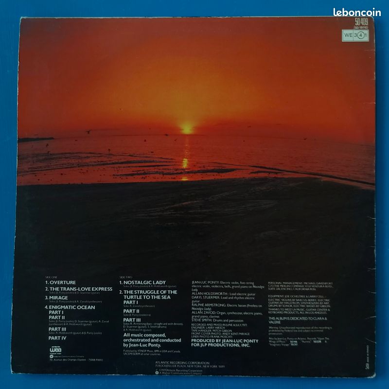Jean Luc Ponty Enigmatic océan lp (image 2)