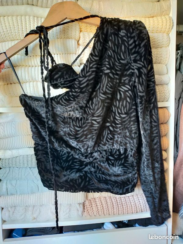 Haut habillé transparent velour noir femme Mango XS / S Neuf avec étiquettes (image 17)