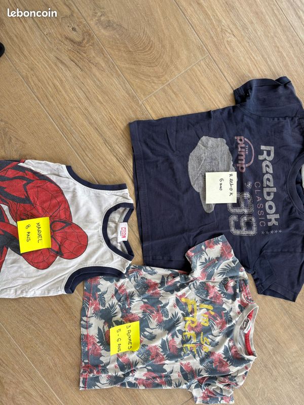 Lot de 3 hauts garçon - 5 à 8 ans (Marvel, Reebok, été) (image 2)
