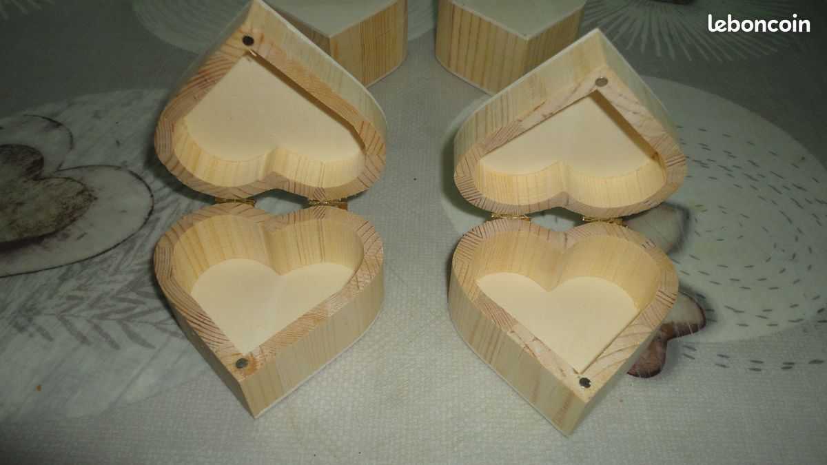 Lot De 3 Cœurs Photos Autoportants En Bois - Fait Main, 10-15 Cm, Noir