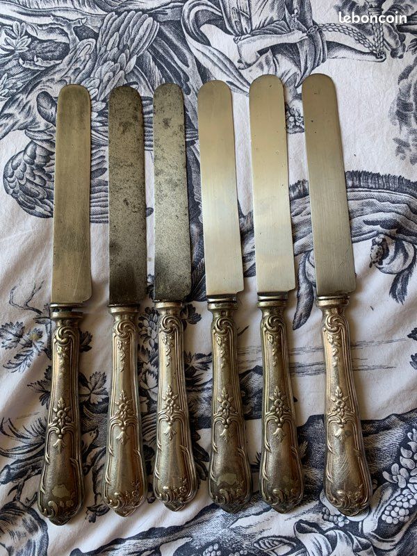 6 couteaux de table lames anglaises - Autres Ob