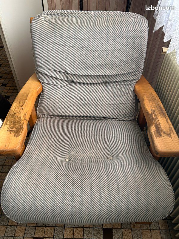 Canapé et ses 2 fauteuils avec larges accoudoirs (image 2)