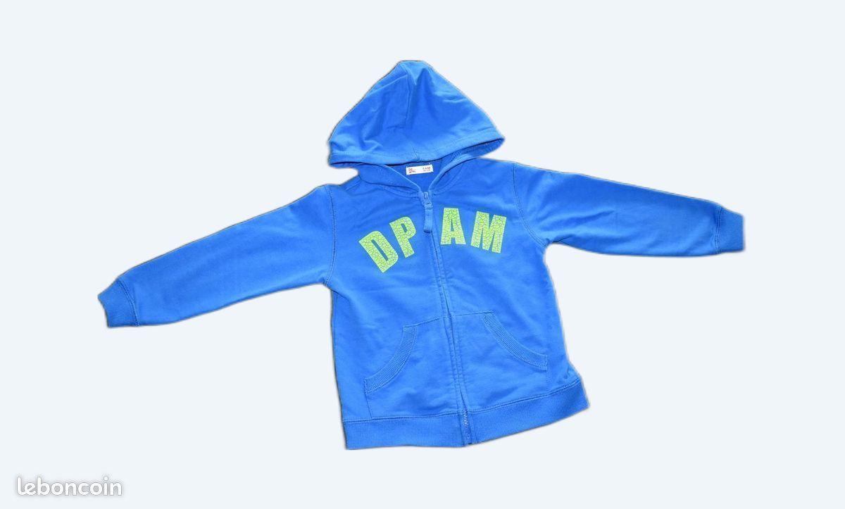Ensemble Garçon Okaïdi 8 Ans - Sweat Bleu Capuche, Chemise Carreaux Et Jean - Très Bon État
