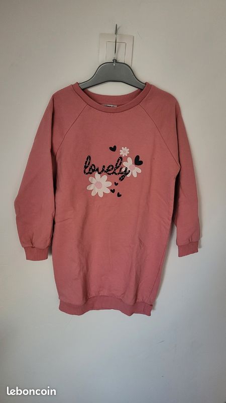 Robe pull délavée Glory avec doublure florale et broderie, 12M
