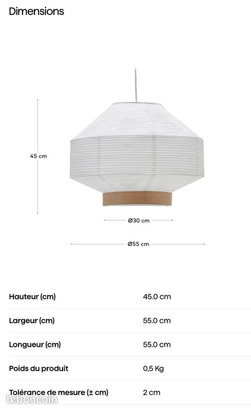 Suspension plafonnier en papier et placage bois KAVE HOME (image 7)