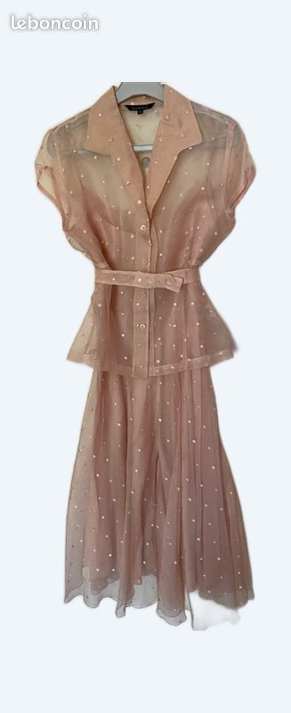 Ensemble 2 pièces Robe + Gilet chemisier Tara Jarmon 100% SOIE (image 2)