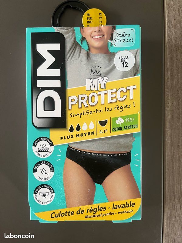 Culotte Menstruelle Slip Dim 14 Ans Culotte Menstruelle Taille 16 Ans Flux  Abondant Noire Lavable