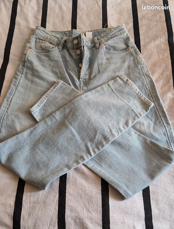 H&m Jeans Femme Gris Clair Straight Regular Jeans