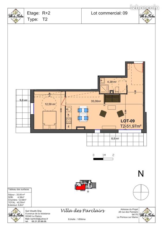 Appartement 2 pièces 52 m² · au Perreux-sur-Marne · 52 m² · 1 383 €/mois