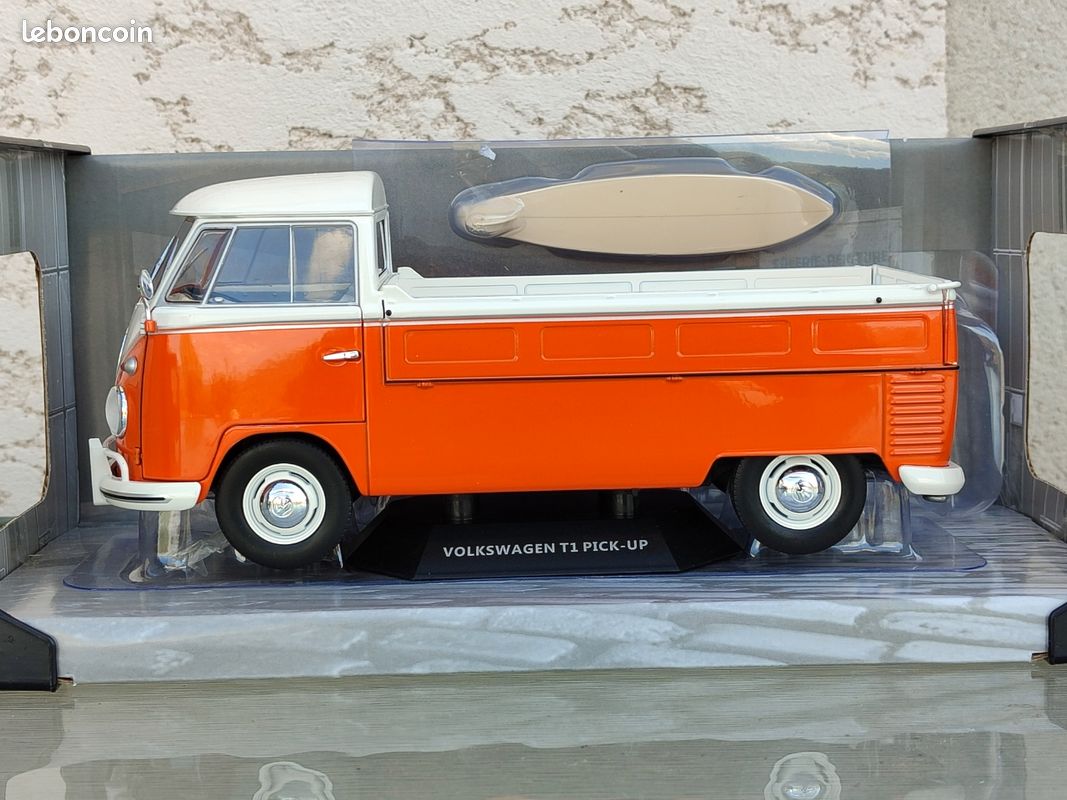 Volkswagen Transporter Combi T1 Pickup Bâché Chasse-neige 1950 Orange 1 24 Motormax 79553b