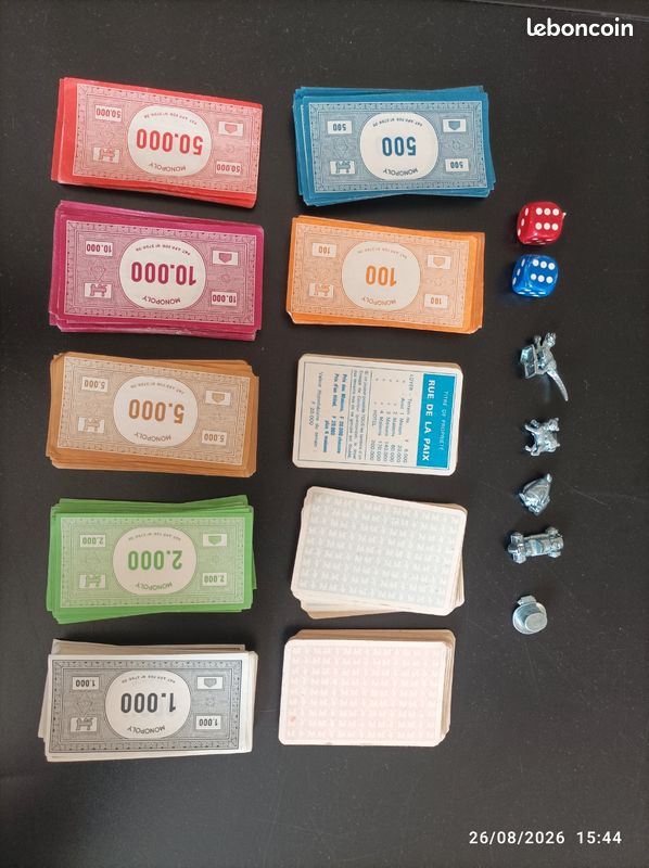 Billets et cartes Monopoly francs (image 1)