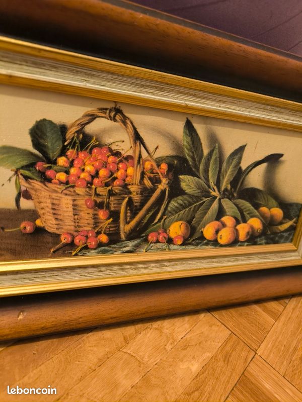 Cadre Ancien En Bois Doré Avec Nature Morte - Dimensions 31,5 X 28 Cm