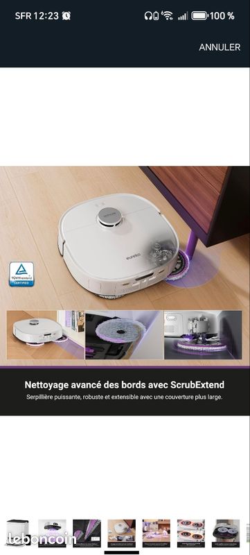 Robot Aspirateur Laveur Eureka J15 Ultra - 19000Pa, Nettoyage Bordure, Station Lavage 75°C