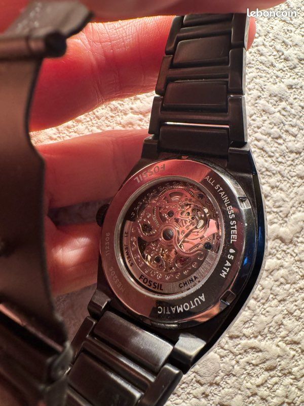 Montre fossil Everett automatique en acier inoxydable, anthracite