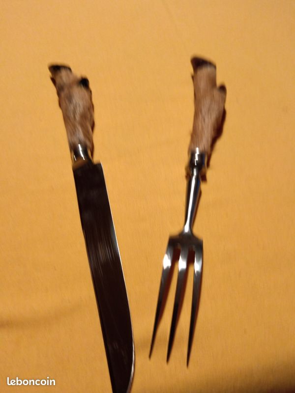 Ensemble couteau et fourchette pattes de chevreuil - Couteaux de table