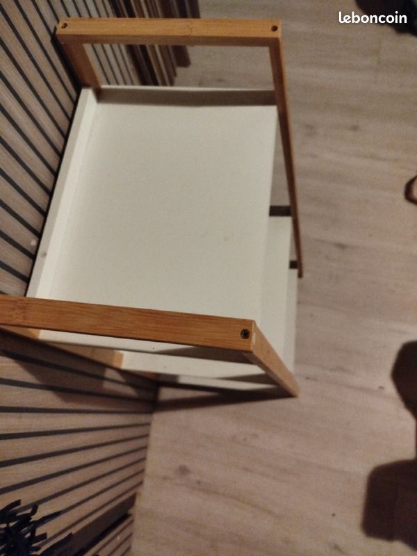 Petit meuble3tablettes bois et blanc (image 7)