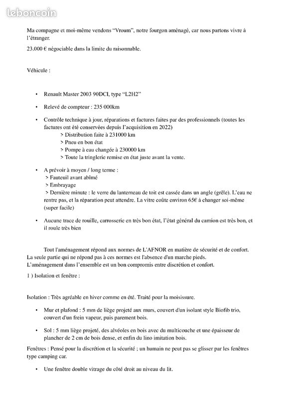 Fourgon amenage camping car Renault Master 2 - L2H2 (image 8)
