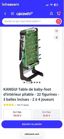 Kangui Table de Baby Foot d'intérieur Pliable - 22 Figurines - 3 balles inclues - 2 à 4 Joueurs