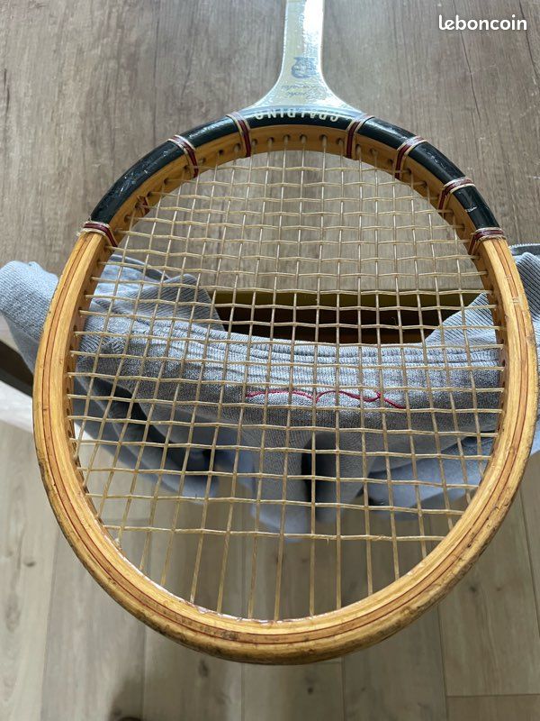 RAQUETTE DE COLLECTION, raquette de tennis Gauthier vintage avec tendeur et étui cuir dimension GM3 et 13 1/2 - Collection
