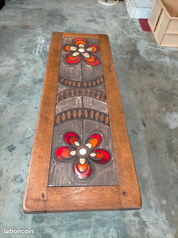 Table basse bois, fer forgé, déco sur minéral (image 3)