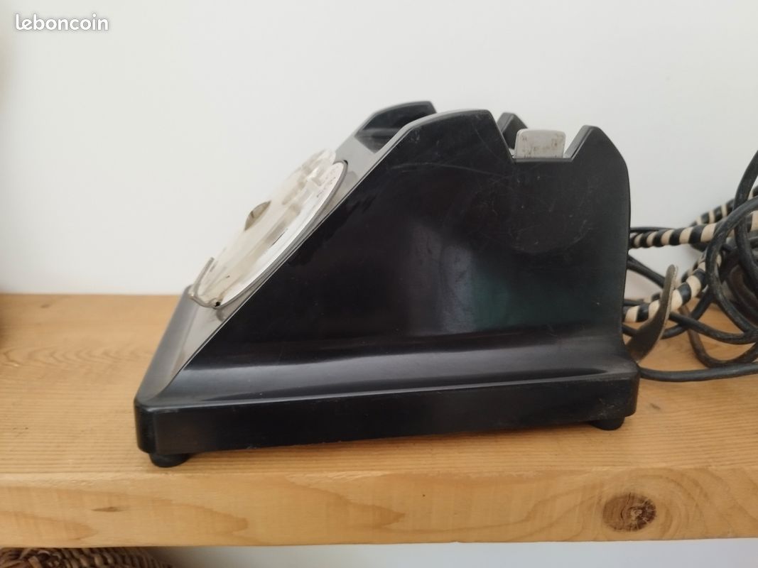 Ancien Téléphone Bakélite Paris PTT Art Déco Années 20 - Plaque Numéroteur