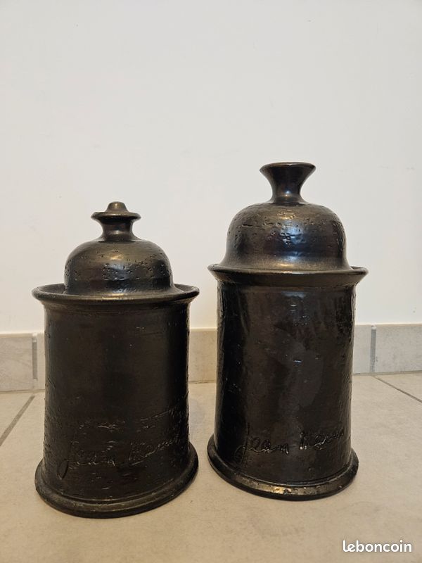 Lot de 2 pots avec couvercles signé Jean Marais - Vallauris (image 3)