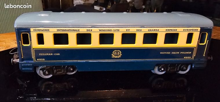 TRAINS LR VOITURE SALON PULLMAN ÉCHELLE O TÔLE Lg 32 cm ANNÉES 50 BON