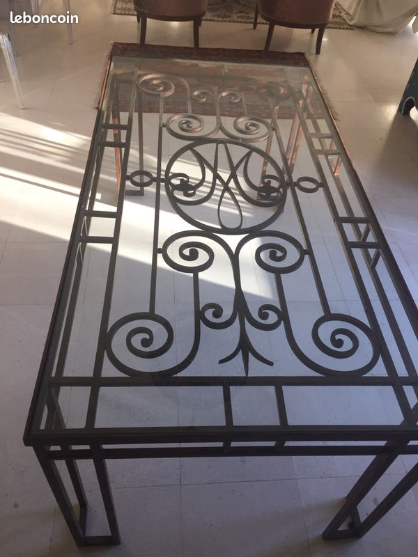 Table à manger métal et verre (image 4)