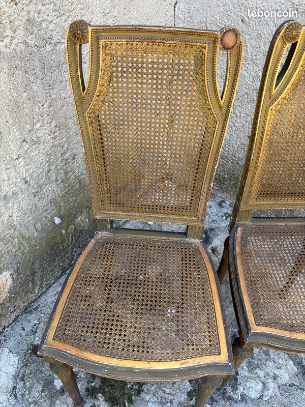 Chaises de dame 19eme en bois doré canné (image 2)