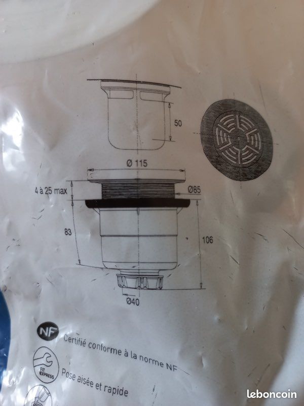 Bonde de douche diam 90 grille inox (image 3)