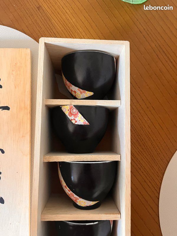 🏮 Set de 5 tasses japonaises artisanales – avec boîte en bois signée 🏮 (image 8)