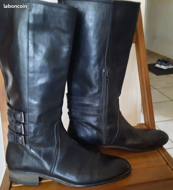 Bottes cavalières cuir souple couleur marron taille 371/2 impecable (image 5)