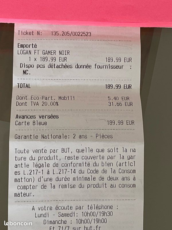 Fauteuil gamer noir Logan But (image 6)