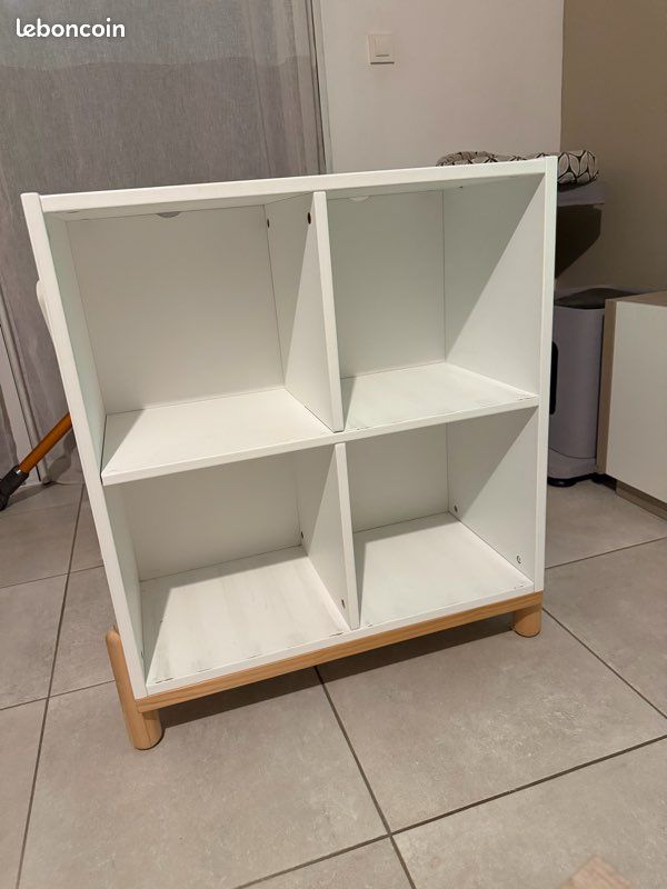 Meuble 4 cases - blanc + panier enfant (image 1)