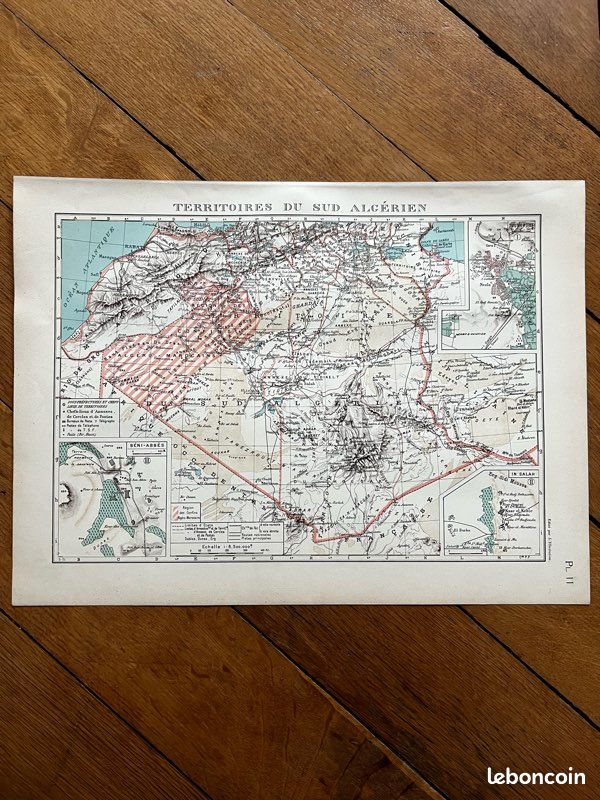 Territoires du sud Algérie - Algérie coloniale - Carte géographique vintage (image 1)