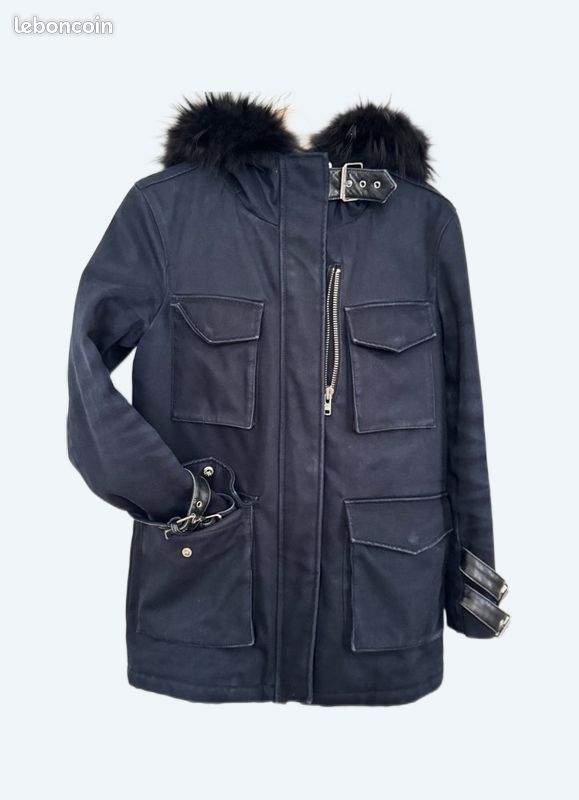 Fur Parka Kaki The Kooples Women's Khaki Sherpa Collar Jacket The