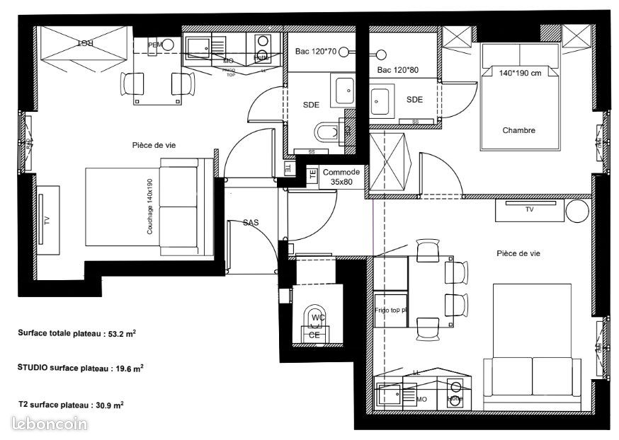 Appartement 3 pièces 53 m² · à Oullins-Pierre-Bénite · 53 m² · 170 000 €