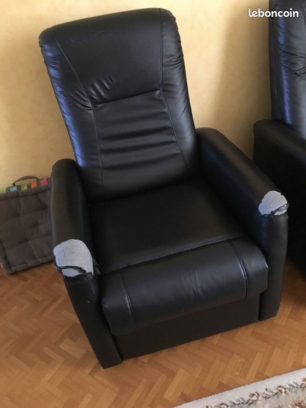 2 fauteuils électriques en cuir synthétique noirs (image 3)