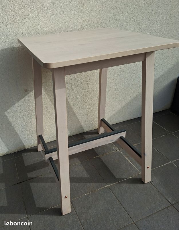 Table haute cuisine IKEA Norraker, blanc, bouleau, dimensions 74x74, hauteur 101, très bon état (image 2)